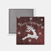 Rode Rustieke Kerst Reindeer Magneet (Voorkant / Achterkant)