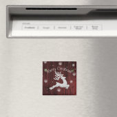Rode Rustieke Kerst Reindeer Magneet (Insitu (Vaatwasser))