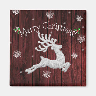 Rode Rustieke Kerst Reindeer Magneet