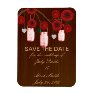 Rode Rustieke Mason Potten Save The Date Magneet