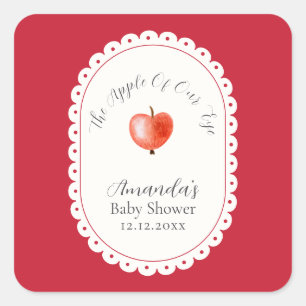 Rode Rustieke Minimalistische Vintage Appel Baby S Vierkante Sticker