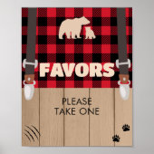 Rode Rustieke Plaid Lumberjack Baby shower Favorie Poster (Voorkant)
