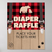 Rode Rustieke Plaid Lumberjack Luier Raffle Poster (Voorkant)