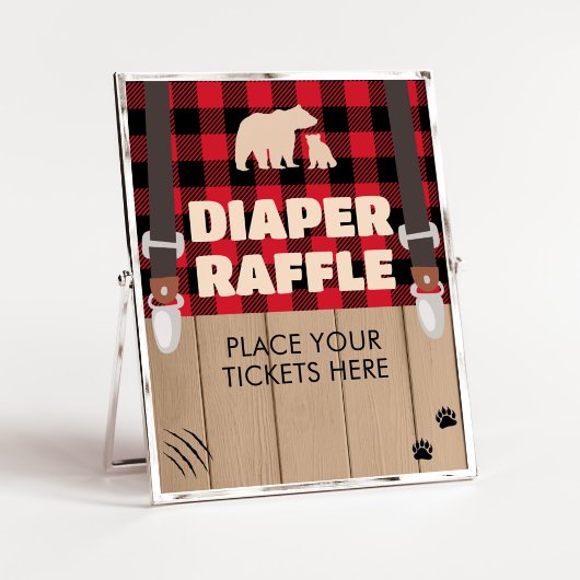 Rode Rustieke Plaid Lumberjack Luier Raffle Poster