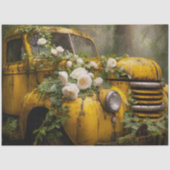 Rode Rustieke Roos Vrachtwagen Decoupage Tissuepapier (Voorkant)