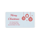 Rode Rustieke Sneeuwvlok Kerstmisetiket Etiket (Voorkant)