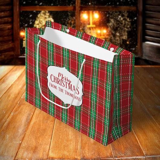 Rode Rustieke Tartan Schotse Ruit Winter Kerstmis Groot Cadeauzakje