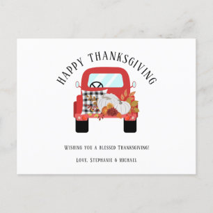 Rode Rustieke Truck Pompoen Happy Thanksgiving Feestdagenkaart