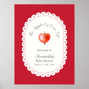 Rode Rustieke Vintage Appel Baby Shower Welkom Poster