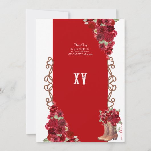 Rode rustieke Westerne Charro Cowboy laarzen Quinc Kaart (Achterkant)