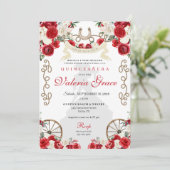 Rode Rustieke Westerne Charro Vrouw Quinceañera Kaart (Staand voorkant)