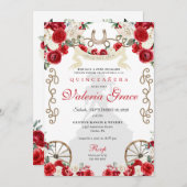 Rode Rustieke Westerne Charro Vrouw Quinceañera Kaart (Voorkant / Achterkant)