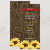 RODE RUSTIEKE ZONNEBLOEM MENU KAART (Voorkant / Achterkant)