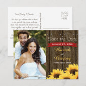 RODE RUSTIEKE ZONNEBLOEM SAVE THE DATE BRIEFKAART (Voorkant / Achterkant)