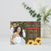 RODE RUSTIEKE ZONNEBLOEM SAVE THE DATE BRIEFKAART (Staand voorkant)