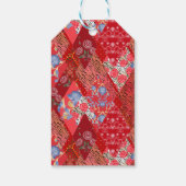 Rode, rustige, lappendeken cadeaulabel (Achterkant)