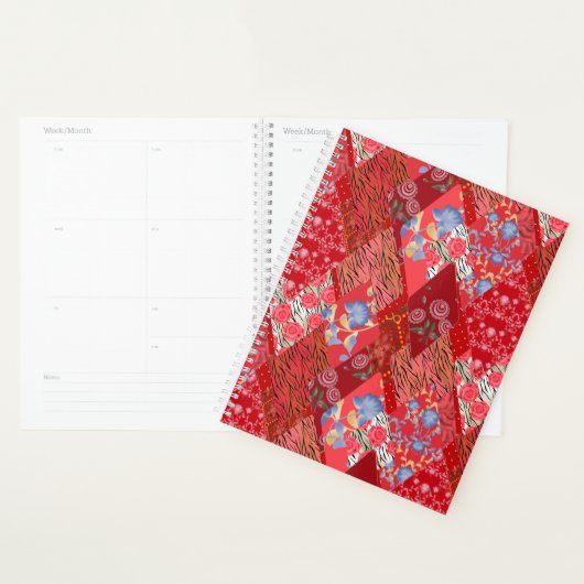 Rode, rustige, lappendeken planner (Display)