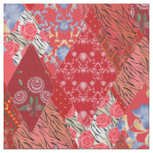 Rode, rustige, lappendeken stof (Close Up)