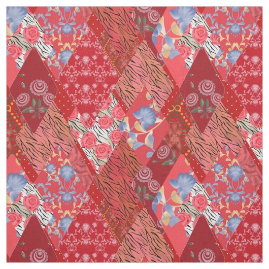 Rode, rustige, lappendeken stof (Swatch)