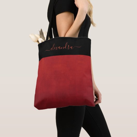 Rode rustige ombre elegant op maat tote bag (Dichtbij)