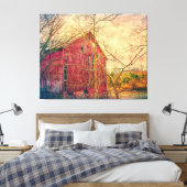RODE RUSTISCHE AFDRUKTE BARN OP STRETCHTE CANVAS (Insitu (Slaapkamer))