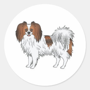 Rode Sabel Phalène Schattige Cartoon Honden Illust Ronde Sticker