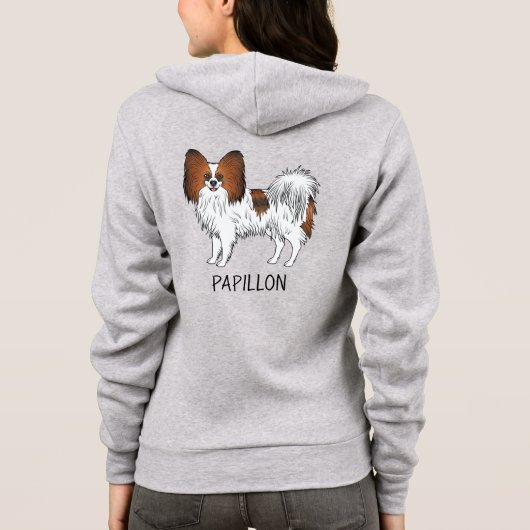 Rode Sable Cartoon Papillon Hond Met Aangepaste Te Hoodie (Achterkant)