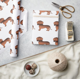 Rode Sable Gladde Vacht Dachshund Cute Hond Patroo Cadeaupapier