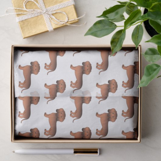 Rode Sable Gladde Vacht Dachshund Cute Hond Patroo Tissuepapier (Geschenk)