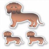 Rode Sable Gladharige Dachshond Schattige Cartoon Sticker (Voorkant)