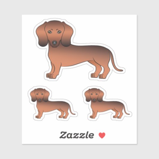 Rode Sable Gladharige Dachshond Schattige Cartoon Sticker (Vel)