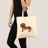 Rode Sable Gladharige Dachshond Schattige Cartoon Tote Bag (Voorkant (product))