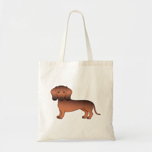 Rode Sable Gladharige Dachshond Schattige Cartoon Tote Bag (Voorkant)