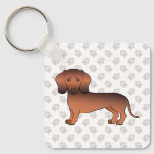 Rode Sable Kortharige Dachshond Cartoonhond & Poot Sleutelhanger