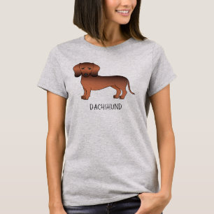 Rode Sable Kortharige Dachshond Cartoonhond & Teks T-shirt