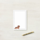 Rode Sable Langharige Dachshond Cartoon Hond & Poo Post-it® Notes (Op bureau)