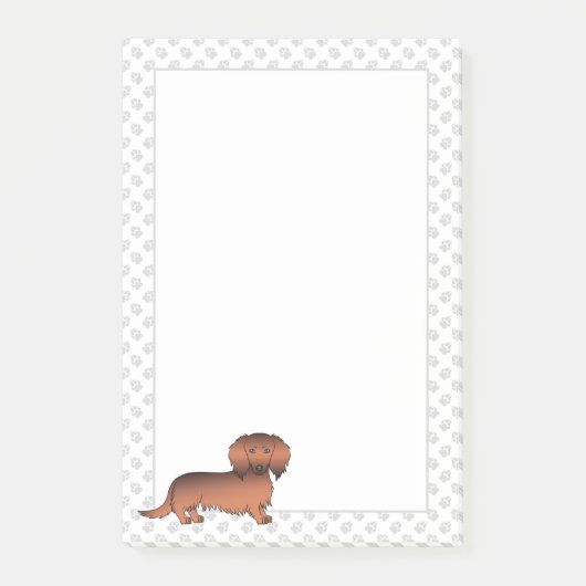 Rode Sable Langharige Dachshond Cartoon Hond & Poo Post-it® Notes (Voorkant)
