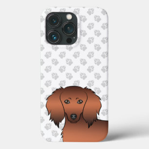Rode Sable Langharige Dachshond Cartoon Hondenkop Case-Mate iPhone Case