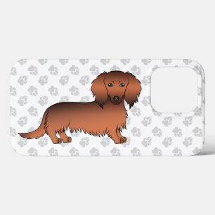 Rode Sable Langharige Dachshund Cartoon Hond & Poo Case-Mate iPhone Case