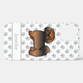 Rode Sable Lhasa Apso Cartoon Hond & Naam Case-Mate iPhone Case (Achterkant (horizontaal))