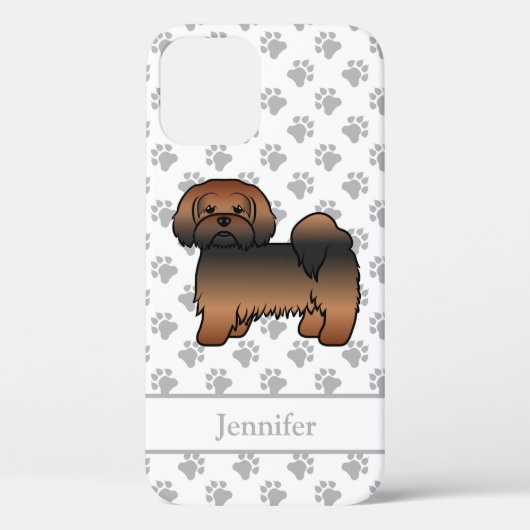 Rode Sable Lhasa Apso Cartoon Hond & Naam Case-Mate iPhone Case (Achterkant)