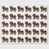 Rode Sable Lhasa Apso Cartoon Hond Patroon Cadeaupapier (Vlak)