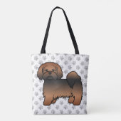 Rode Sable Lhasa Apso Cartoon Hond & Pooten Tote Bag (Achterkant)