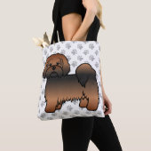Rode Sable Lhasa Apso Cartoon Hond & Pooten Tote Bag (Dichtbij)