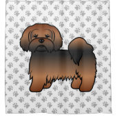 Rode Sable Lhasa Apso Schattige Cartoon Hond Douchegordijn (Voorkant)