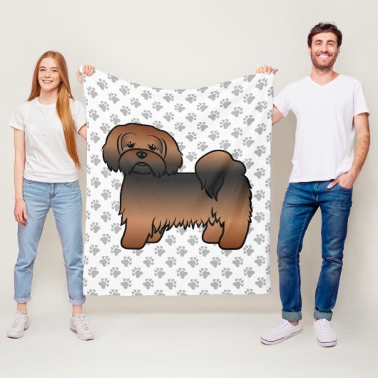 Rode Sable Lhasa Apso Schattige Cartoon Hond Fleece Deken (In situ)