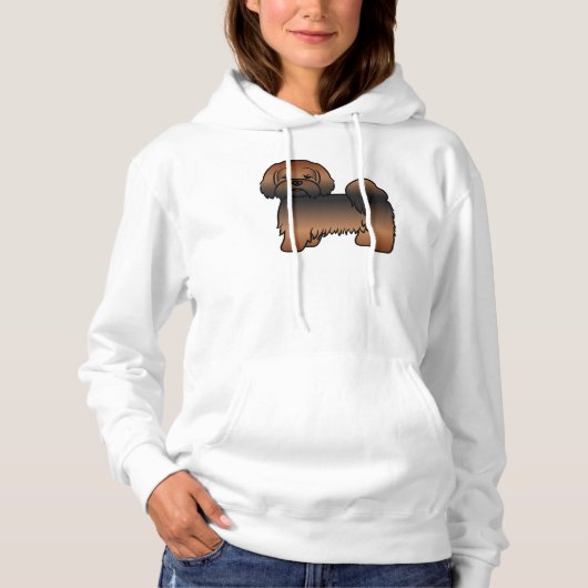 Rode Sable Lhasa Apso Schattige Cartoon Hond Hoodie (Voorkant)
