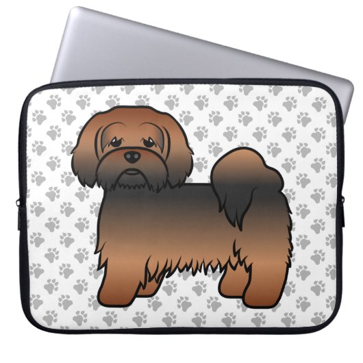 Rode Sable Lhasa Apso Schattige Cartoon Hond Laptop Sleeve (Voorkant)