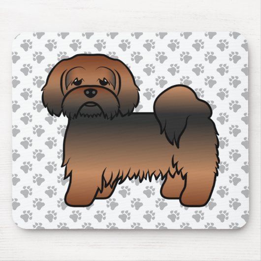 Rode Sable Lhasa Apso Schattige Cartoon Hond Muismat (Voorkant)