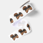 Rode Sable Lhasa Apso Schattige Cartoon Hond Satijnen Lint (Achterkant)